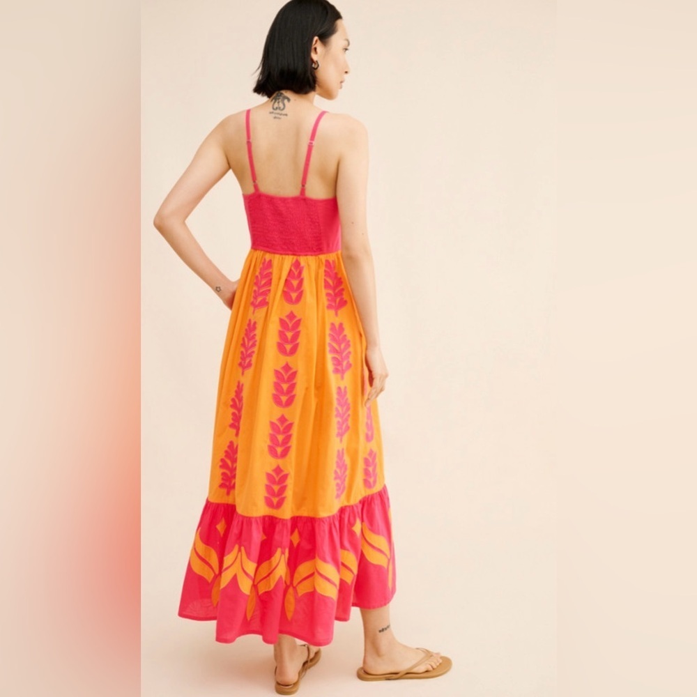 Banjanan Pink and Orange Maxi Dress with Floral Print - Picture 2 of 11